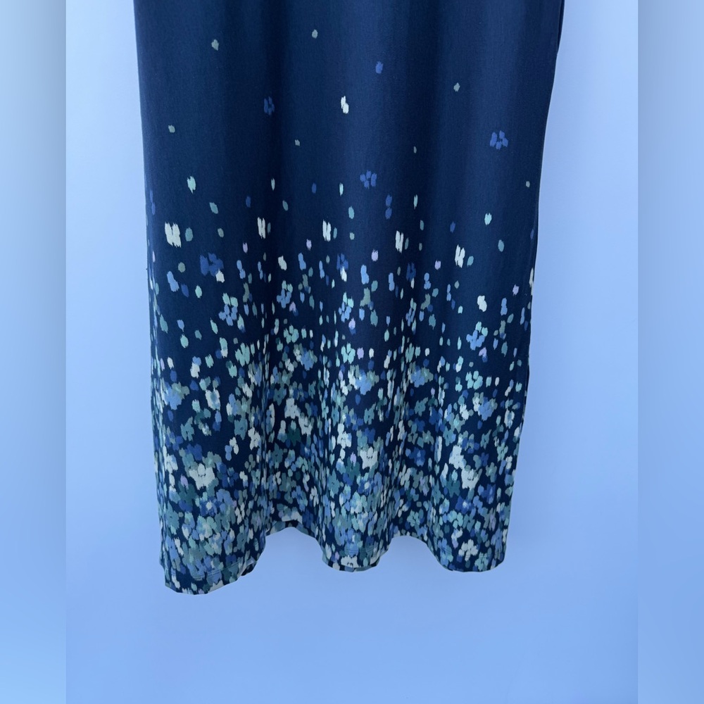 Pure J. Jill Navy Floral Border-Print Maxi Dress Pockets Side Slits - Picture 13 of 14